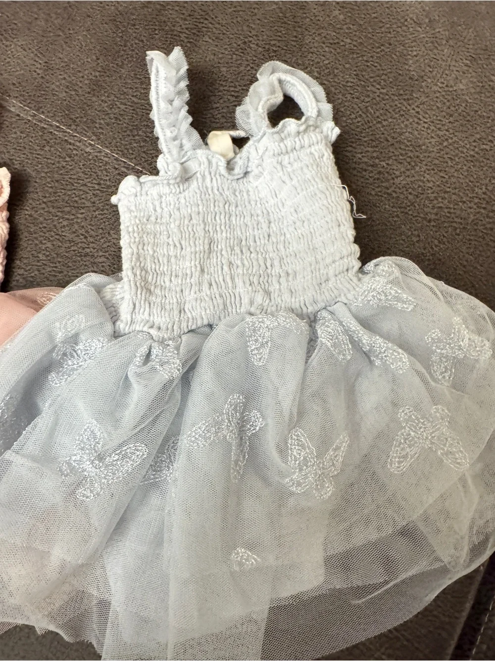 Baby Tulle Butterfly Rompers - Blush Pink & Light Gray